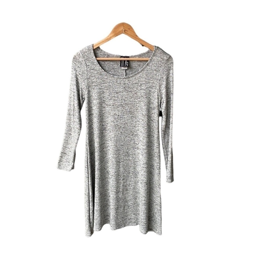 TMG New York Dress Heather Gray Knit Scoop Neck Long Sleeve Mini Preppy Small